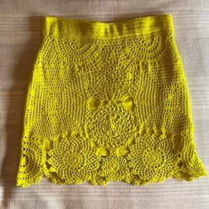 Lime Green / Yellow Crochet Mini Skirt Gianna Bini